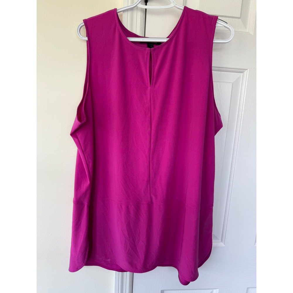 Lauren Ralph Lauren Magenta Pink Sleeveless Keyhole Drop Waist Top 2X